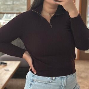 Burgundy Quarter Zip Sweater